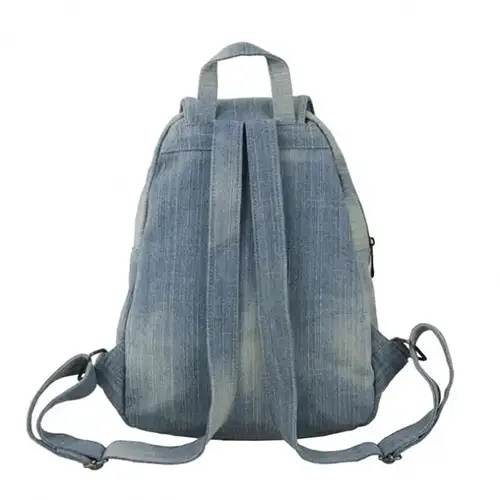  Compact Denim Backpack with Functional Design